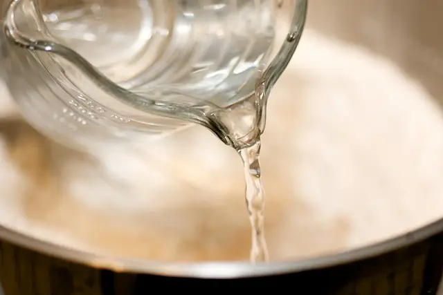 Pour in the warm water,