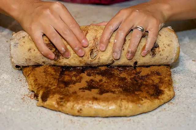 Roll up the dough from a short side.