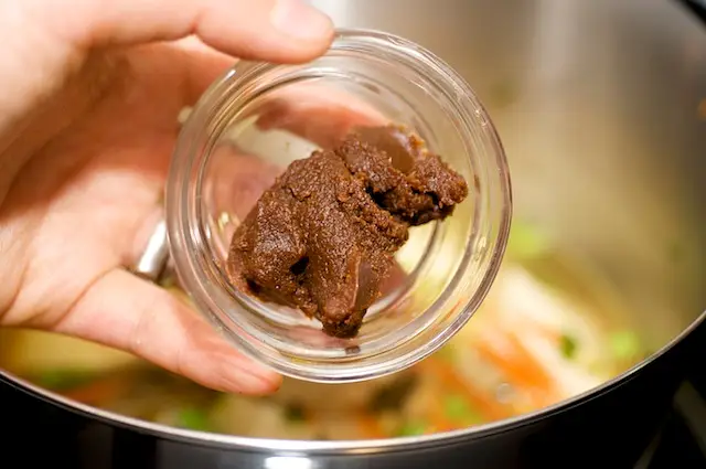 Stir in the miso paste,