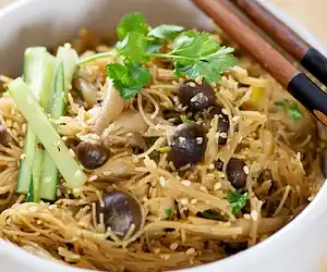 Asian Brown Rice & Mushroom Noodles with Cucumber