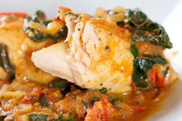 Salmon Poached with Tomatoes & Swiss Chard