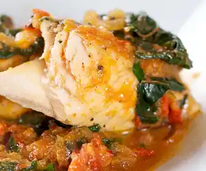 Salmon Poached with Tomatoes & Swiss Chard