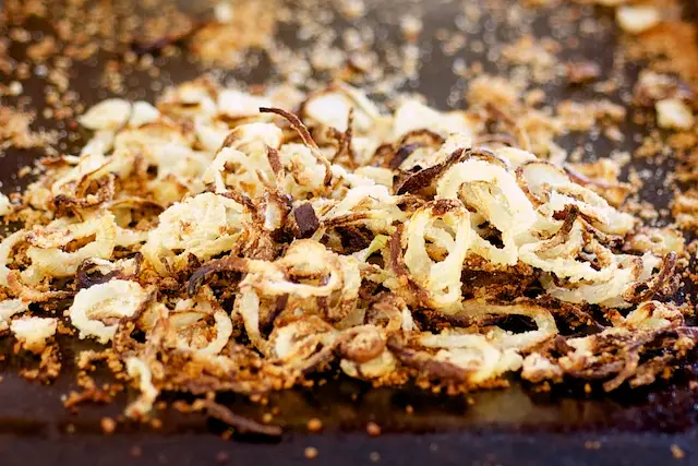 Home made French Fried Onions - baked until golden brown, 25 to 30 minutes.