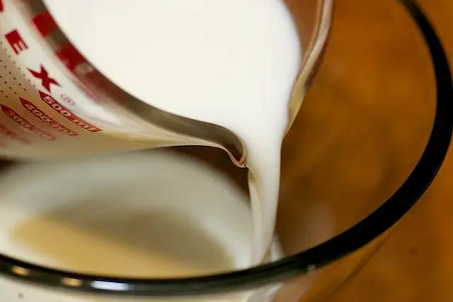 In a large bowl, pour the milk in.