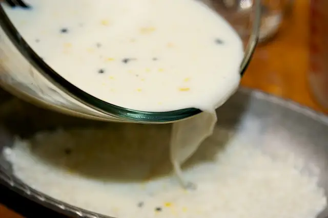 Pour over the rice.