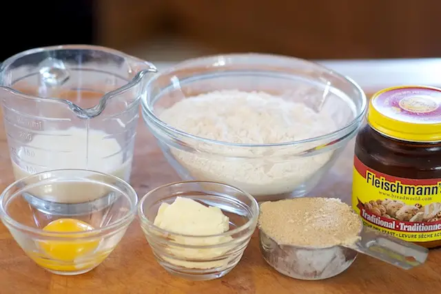 First get together the ingredients to make the bread.
