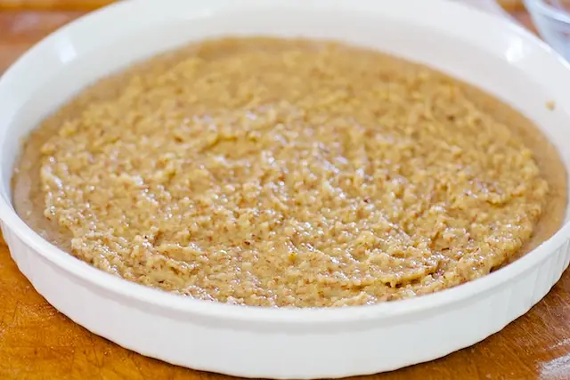 Spread the almond topping evenly over the dough. 