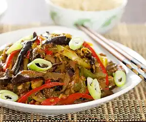 Sichuan Stir-Fry Eggplant with Bell Peppers