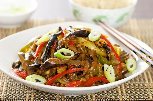 Sichuan Stir-Fry Eggplant with Bell Peppers