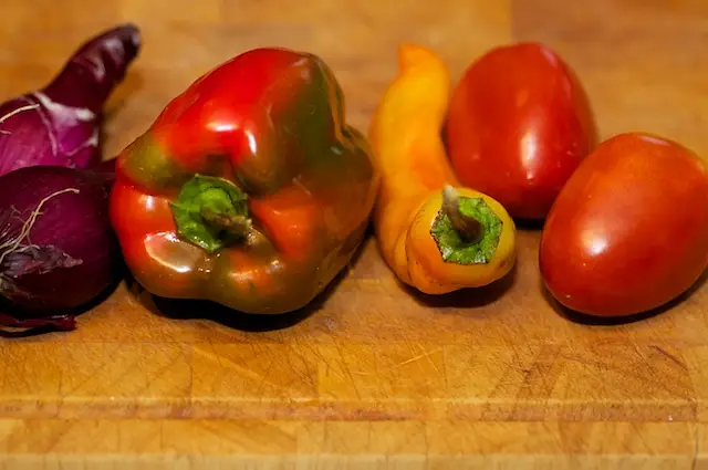 Meanwhile prepare the vegetables.
