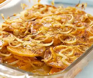 Sweet Potato, Cheese & Onion Casserole