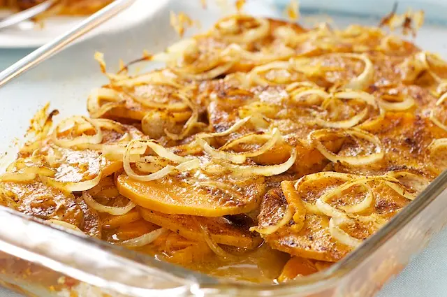 Sweet Potato, Cheese & Onion Casserole