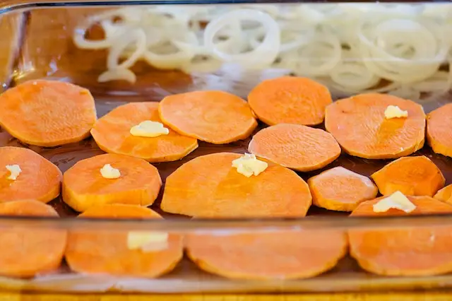 Start to assemble the casserole.