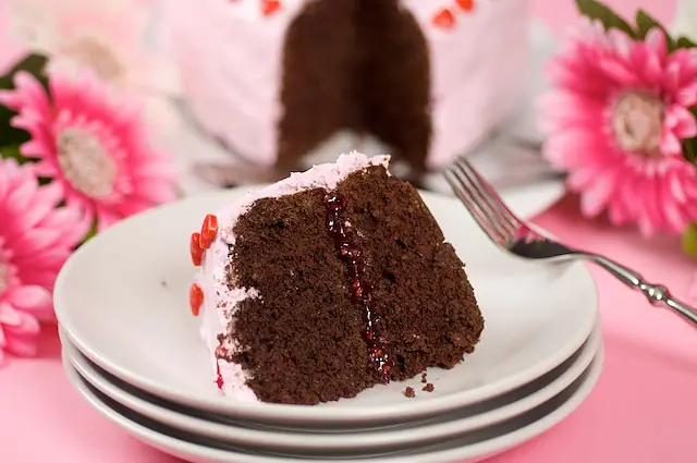 Fudgey Valentine Cake
