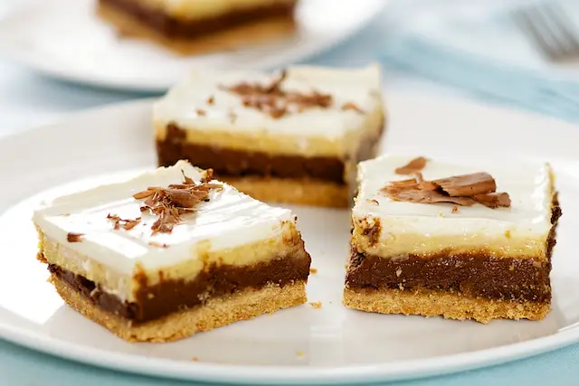 Chocolate Pumpkin Layered Cheesecake Bars 