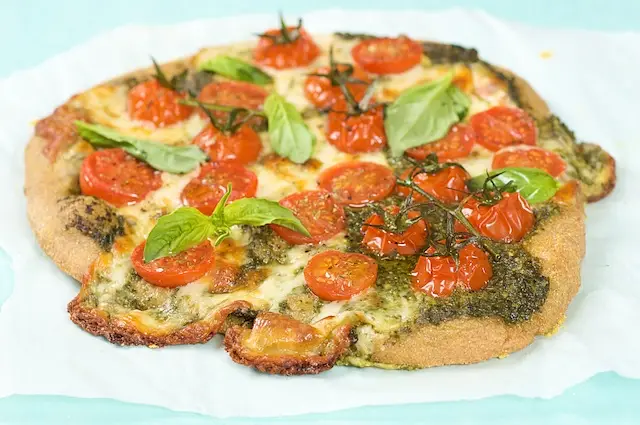 Basil Pesto Cherry Tomato Pizza