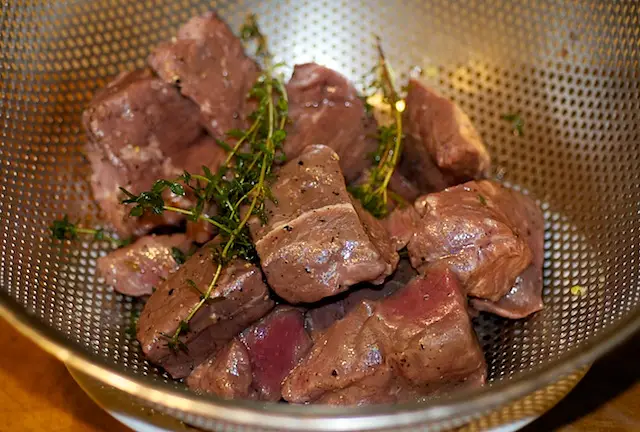 Marinate the beef.