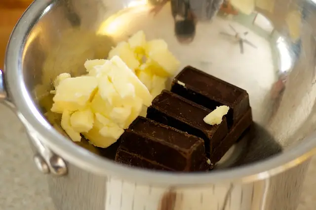 Melt the chocolate and butter.
