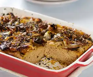 Caramelized Shallots, Basil-Olive Oil & Goat Cheese Bread
