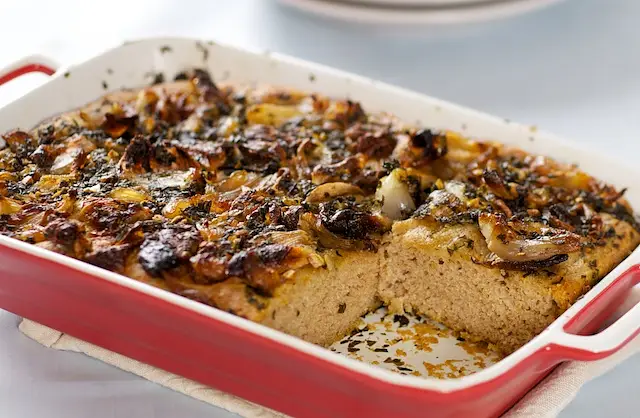 Caramelized Shallots, Basil-Olive Oil & Goat Cheese Bread