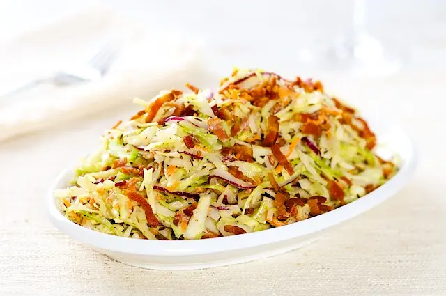 Cabbage Bacon Salad with Creamy Buttermilk Vinaigrette 