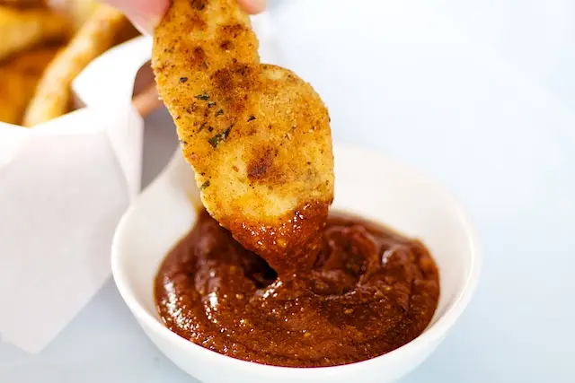 Delicious with this homemade sweet and sour BBQ dipping sauce.