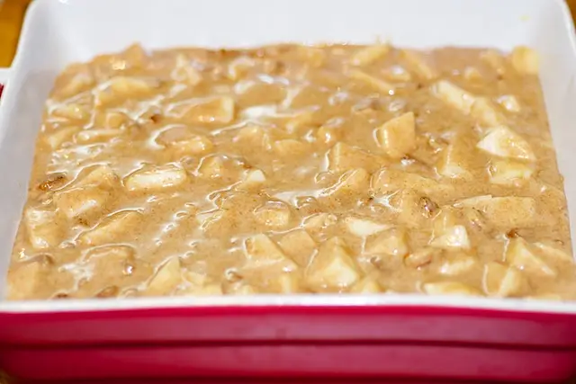 Pour into the prepared baking pan.