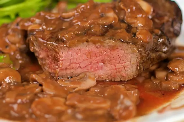 Grilled Sirloin Steak with Mushroom-Wine Sauce