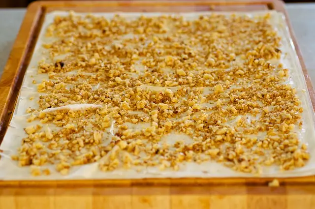 Spread 2 cups nut mixture on top 