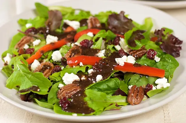 Mixed Green Salad with Pecans, Goat Cheese & Honey Mustard Vinaigrette