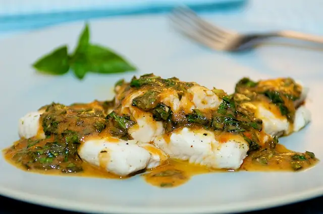 Poached Fish with Tomatoes & Purple Basil