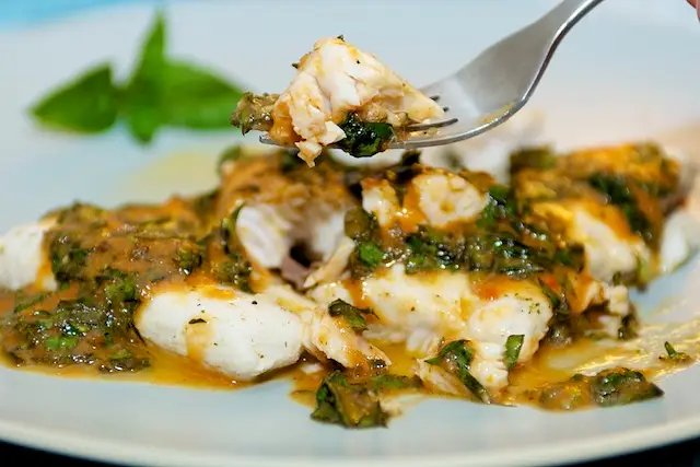 Poached Fish with Tomatoes & Basil