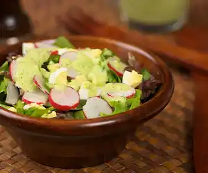 Mixed Greens with Cucumber Chives & Parsley  Vinaigrette 