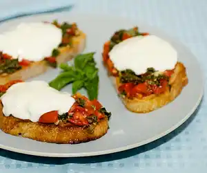 Tomato & Basil Bruschetta with Fresh Mozzarella Sandwich
