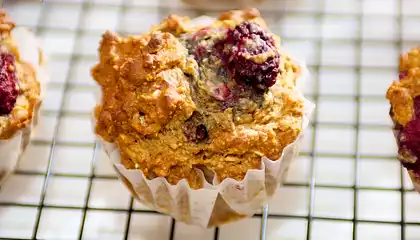 Oat Bran Blueberry and Nut Muffins