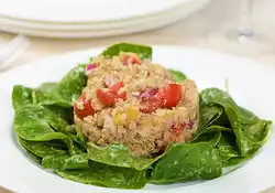 Toasted Quinoa Salad with Dried Apricots, Cherry Tomato and Baby Spinach