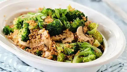 Broccoli Mushroom Bulgur Salad