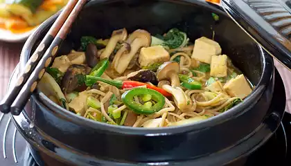 Korean Mushroom-Bok Choy Stew with Soba