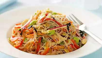 Soy Bean Salad with Brown Rice Noodles 