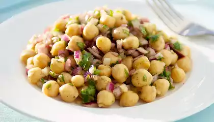 Chick Pea Salad with Garlic-Cumin Vinaigrette