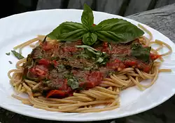 Italian Roasted Tomatoes, Basil and Spaghetti