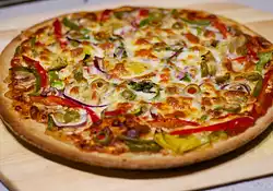 Roasted Bell Pepper, Artichoke Hearts, and Olive Pizza