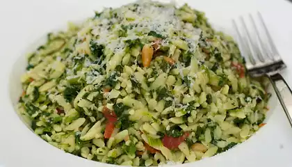 Orzo with Spinach and Pine Nuts (Milliken and Feniger)