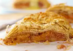 Peach Strudel with Vanilla Sauce