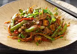 Sugar Snap Pea, Mushroom and Tofu Stir-Fry