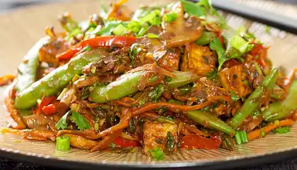 Sugar Snap Pea, Mushroom and Tofu Stir-Fry