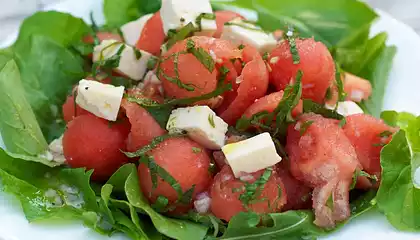 Watermelon, Mint and Feta Salad with Citrus Dressing