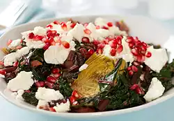 Beet Green, Artichoke Hearts and Pomegranate Salad  