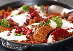 Beets, Chorizo and Pomegranate Braise with Cilantro Salsa