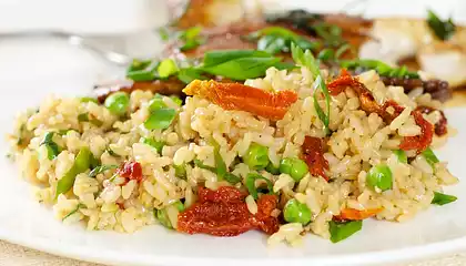 Fried Rice with Peas and Sun-Dried Tomatoes